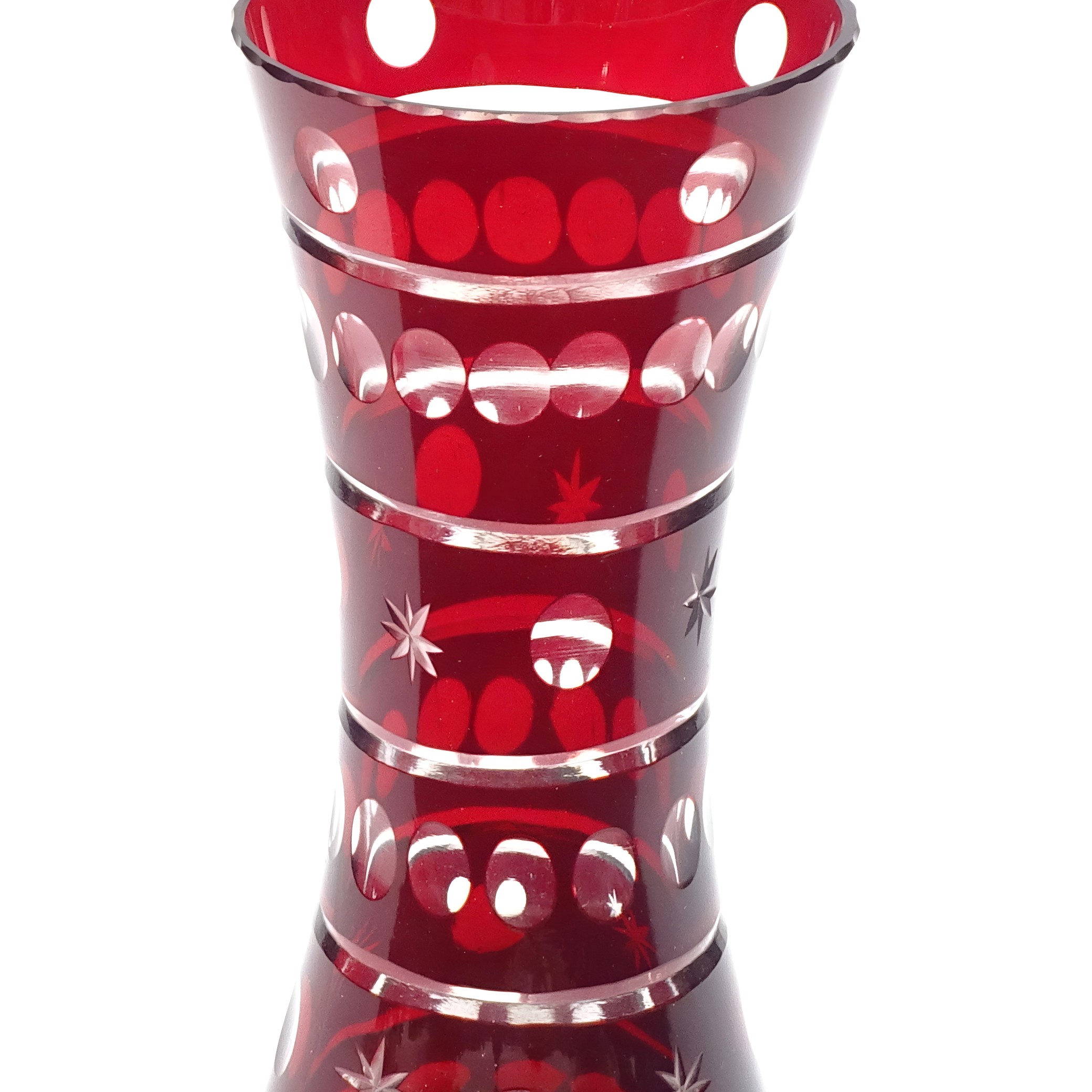 Kristallvase, Glasschneiderbehälter, Bohemia Rote Sanduhrvase, Vintage Wohnkultur, Elegantes Herzstück Zur Präsentation